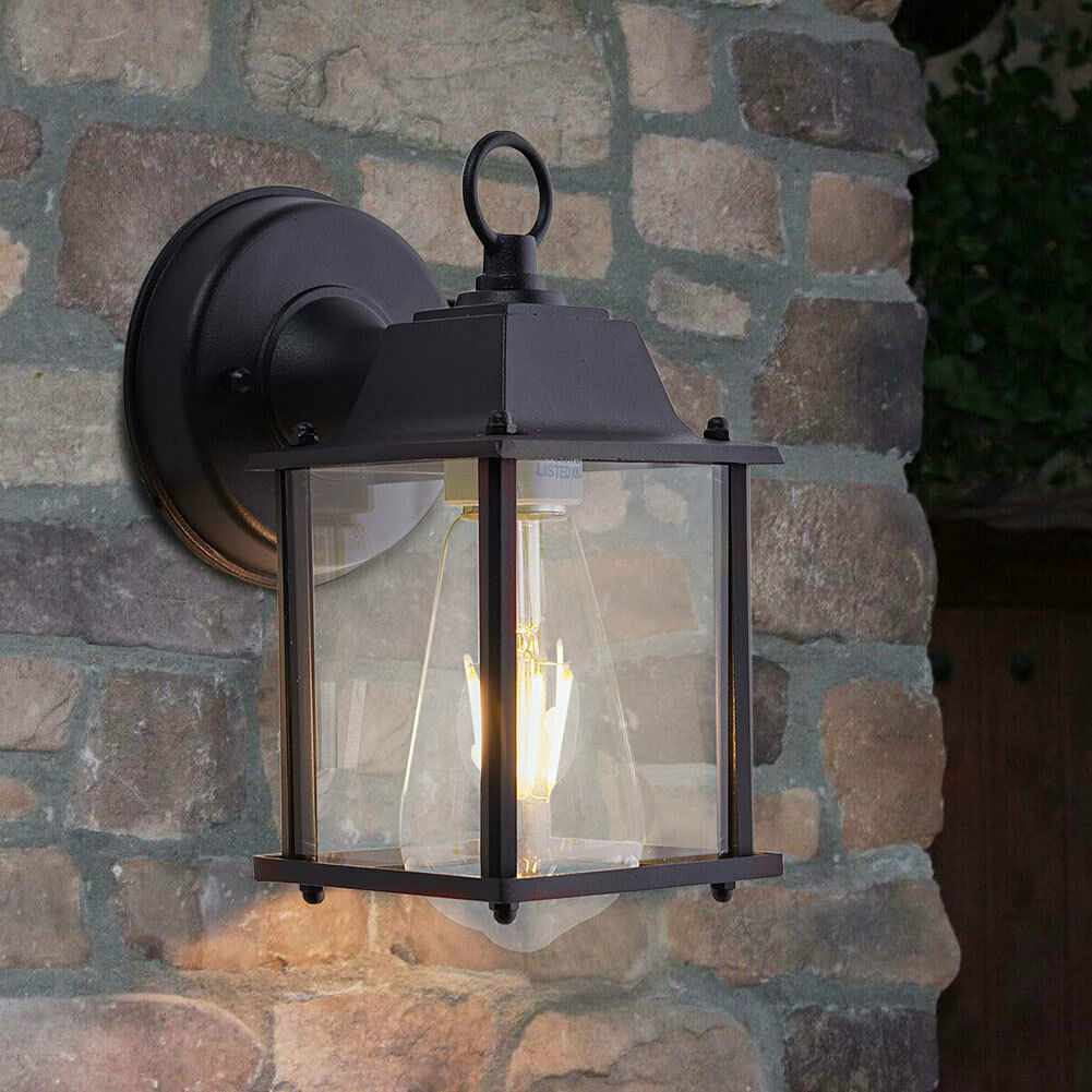 Wall Mounted Garden Porch Light Outdoor Indoor Lantern Lamp With Bulb Fittings