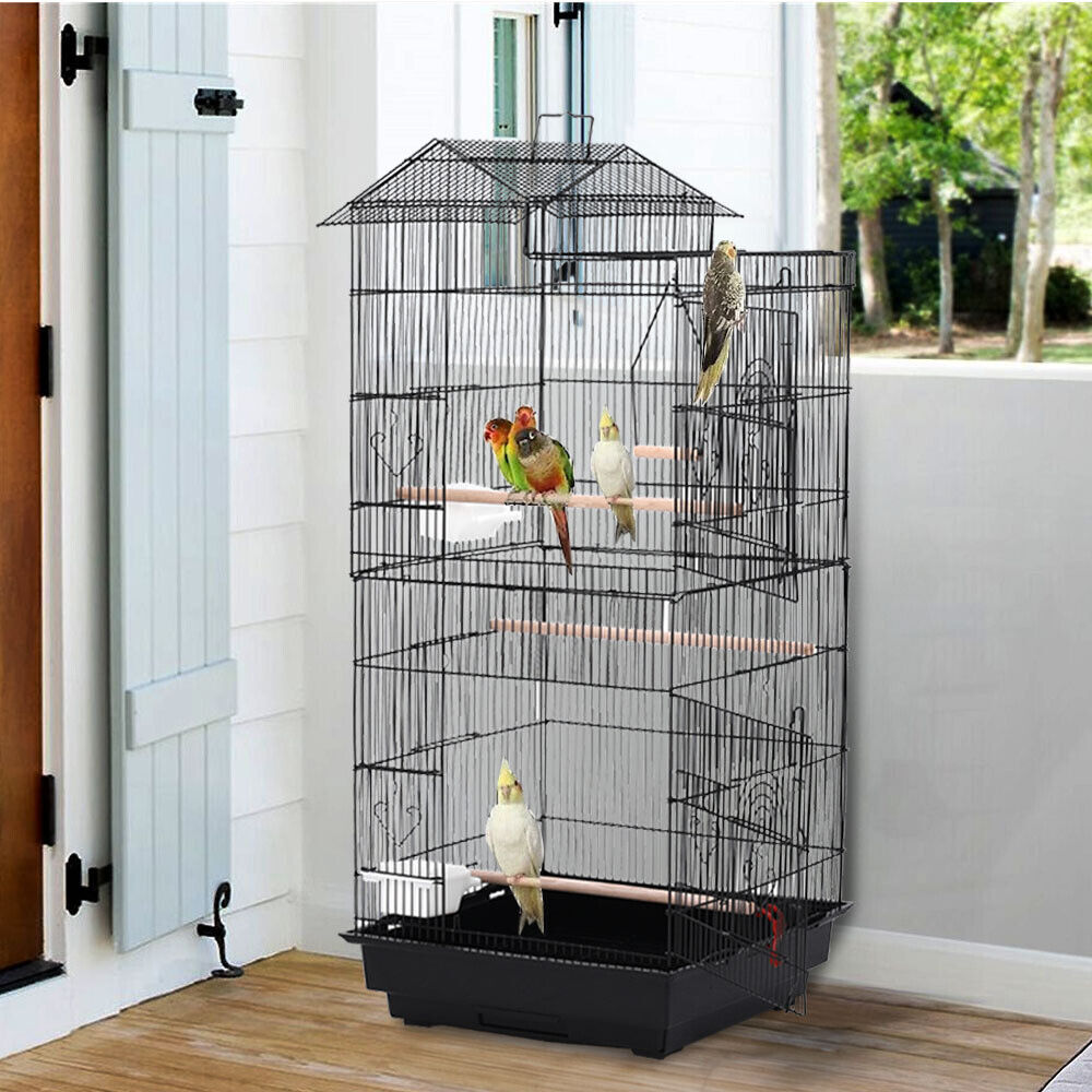 Extra Large Metal Bird Parrot Cage Birdcage for Canary Budgie Cockatiel w/ Stand