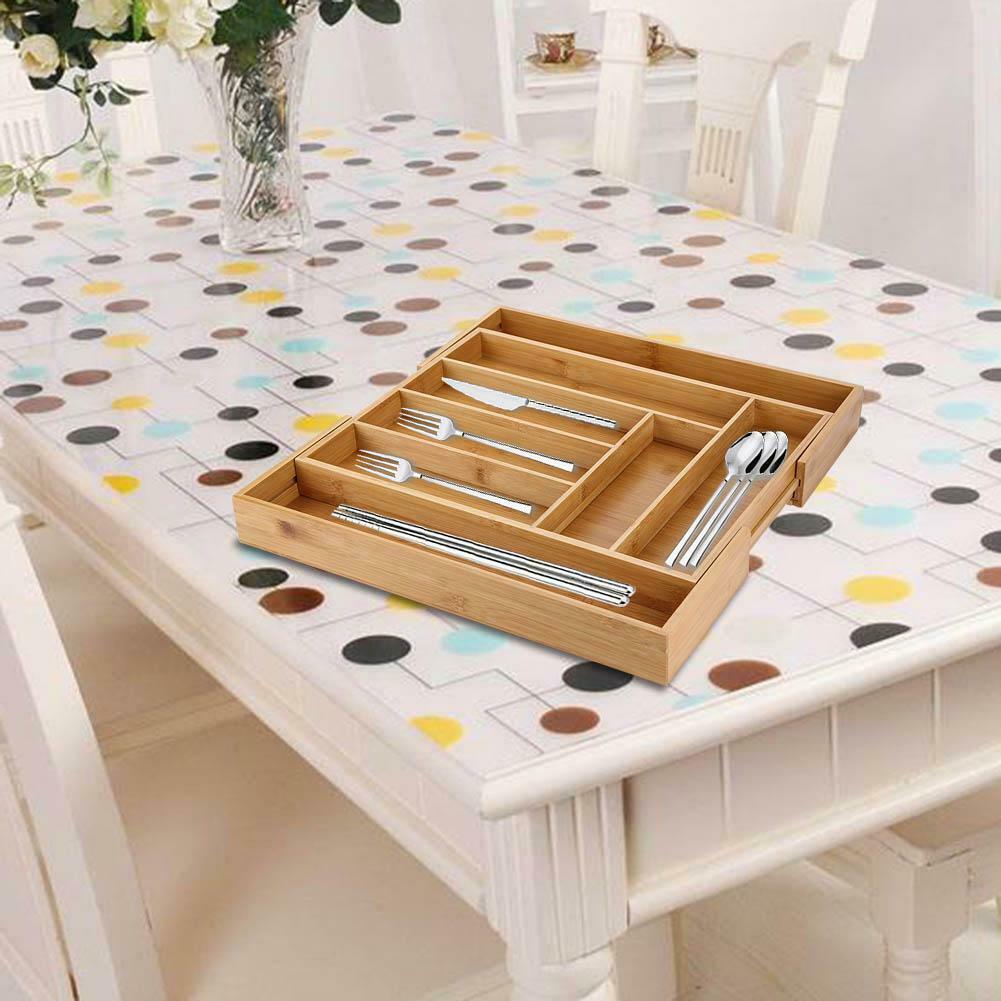 Extendable Bamboo Cutlery Tray For Kitchen Drawer Insert Space Saving Storage