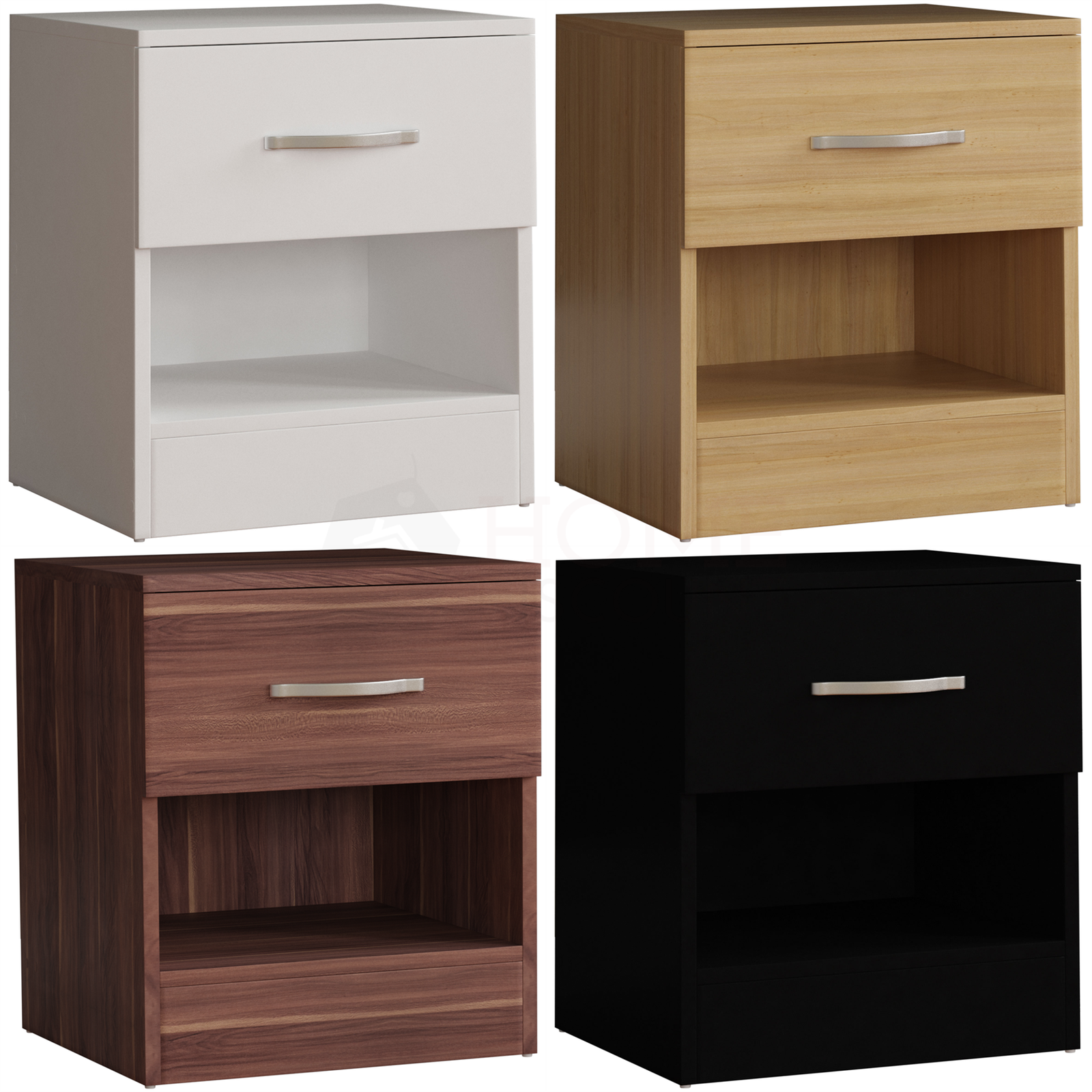 1 Drawer Chest Bedside Cabinet Wood Bedroom Furniture Storage Unit