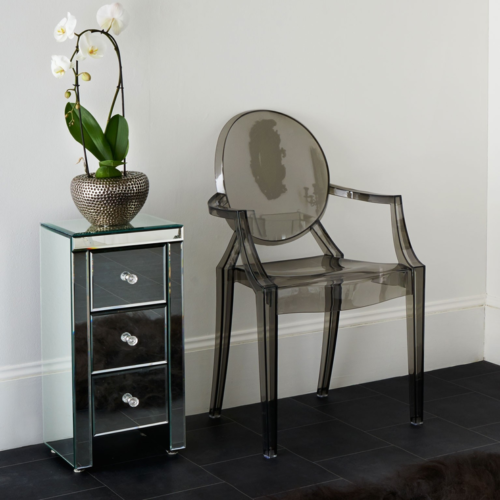 3 Drawer Mirrored Cabinet Bedside Bedroom Furniture Home Nightstand Decor Modern