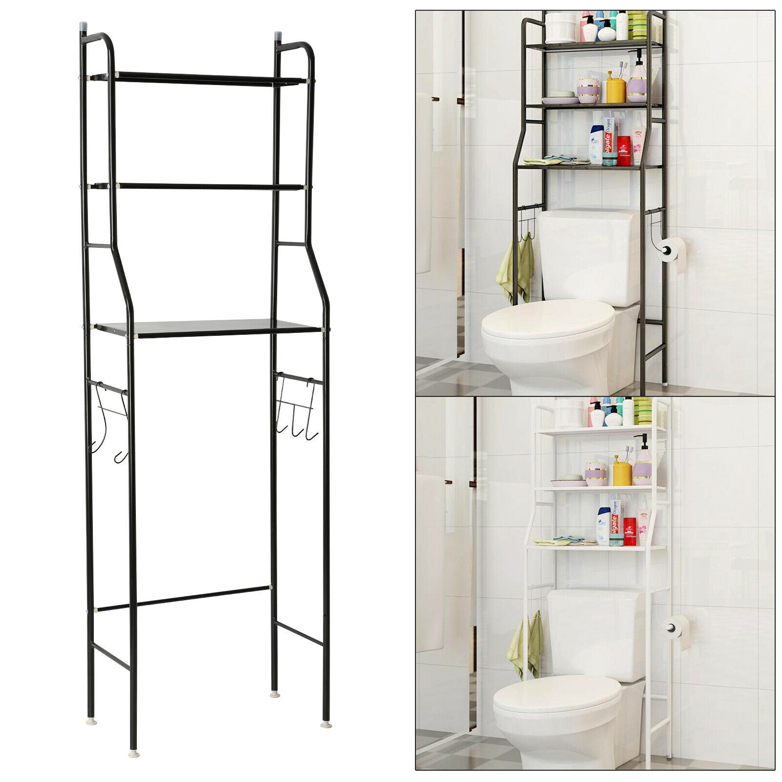 3 Tier Over Toilet Storage Rack Bathroom Laundry Washing Machine Shelf Organizer