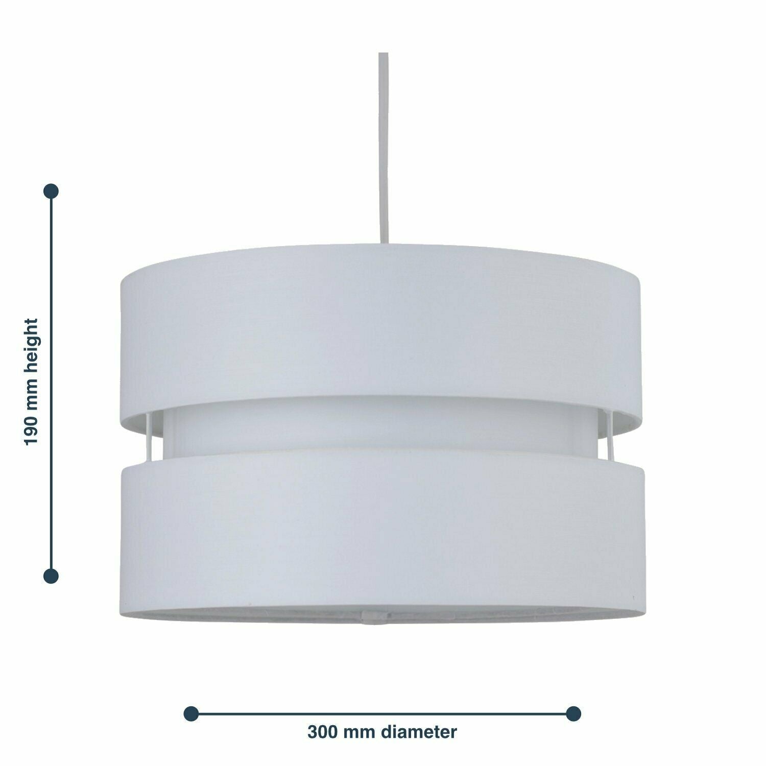 White Easy Fit Pendant Light Shade 2 Tier Design Fabric Drum Ceiling Light Shade