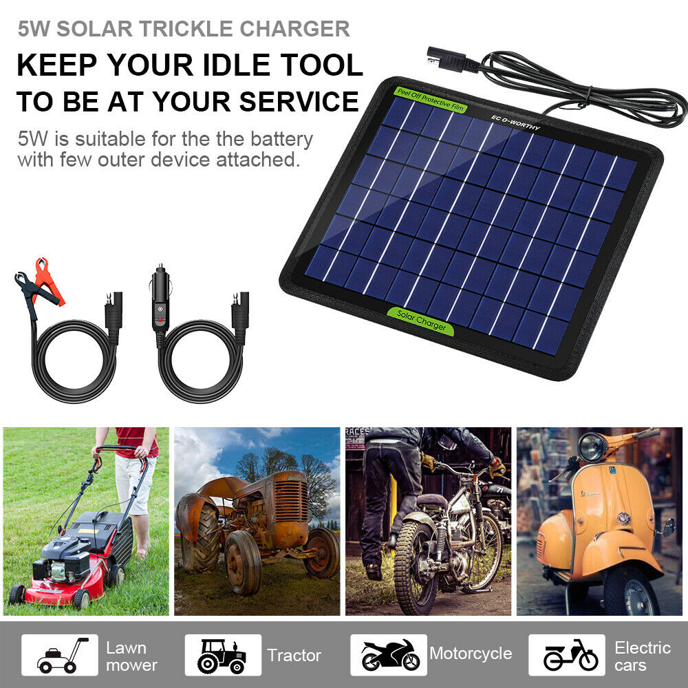 5 Watt 10W Solar Panel 12 Volt Trickle Battery Charger for Car Van Caravan Boat