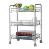 3/4 Tiers Slim Kitchen Trolley Cart Metal Storage Rack Tray Shelf Rolling Wheel