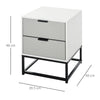 Bedside Cabinet Nightstand 2 Drawer Unit Storage and Metal Base for Home Office