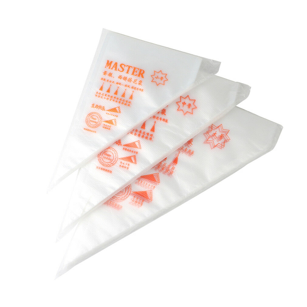 100 Pcs Plastic Disposable Icing Piping Pastry Bags Cake Decorating Tool 3 Size