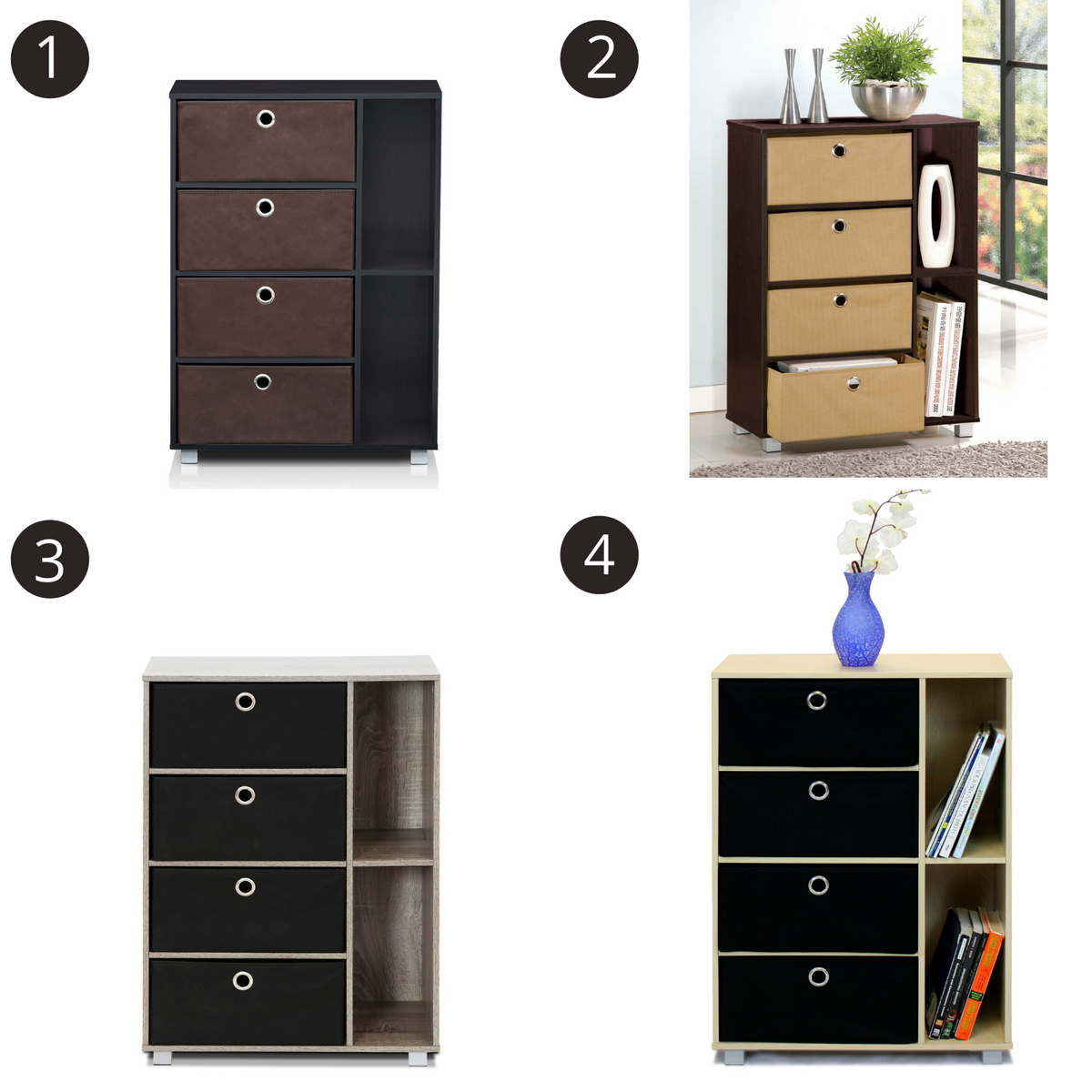 Furinno Andrey Multipurpose Storage with Bin Drawers Cloth Org