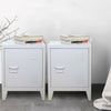 1 Pair Vintage Industrial Bedside Tables Retro Locker Side Cabinets White