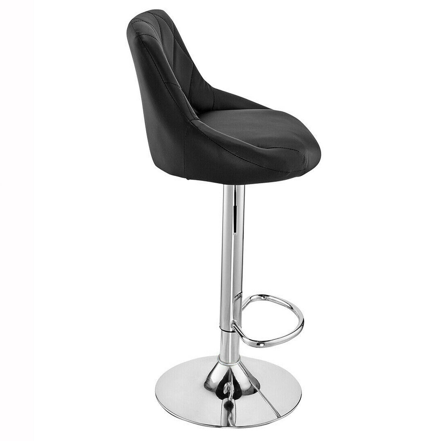 2×Bar Stools Leather Chairs Breakfast Chairs Swivel Gas Lift Kitchen Cushioned