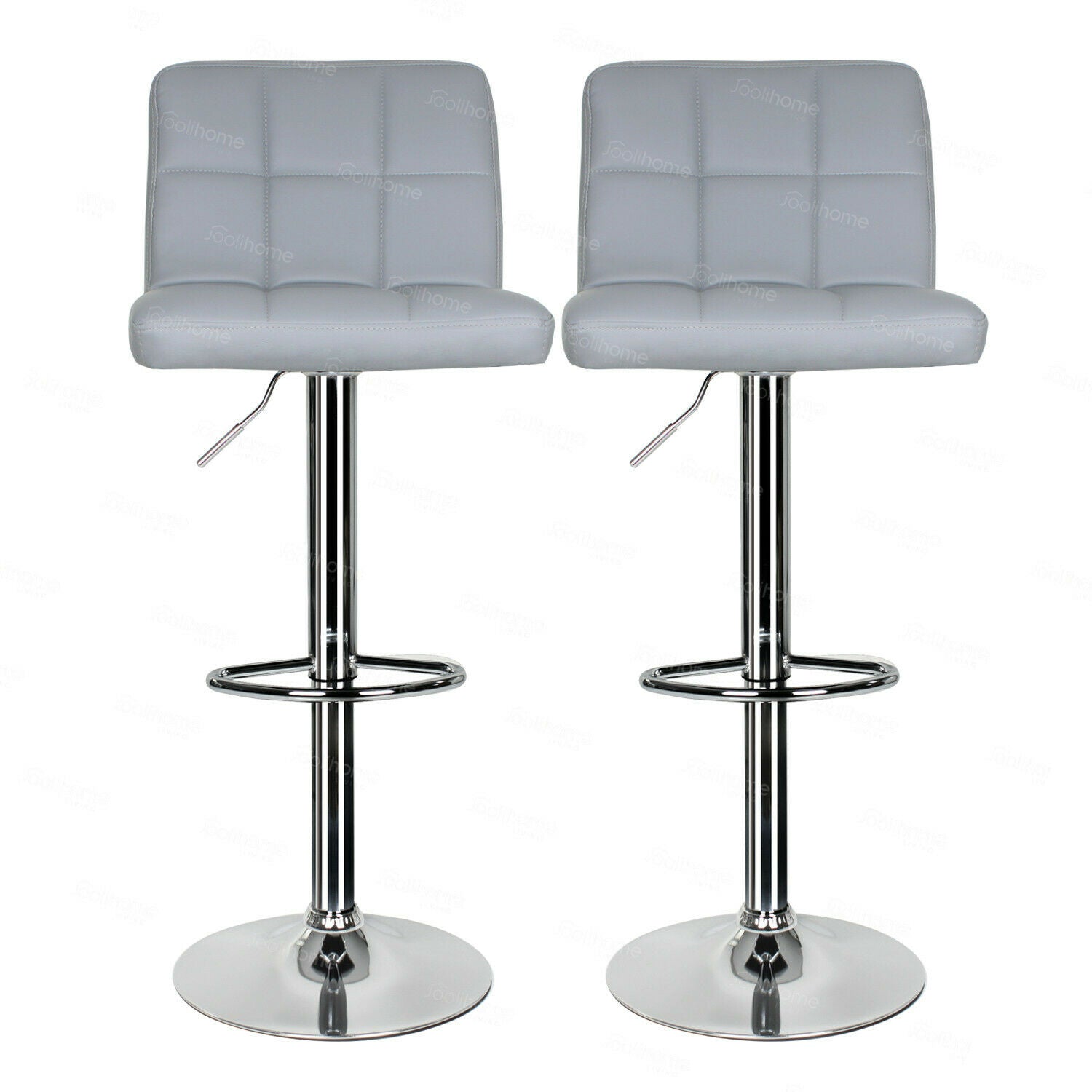 2×Bar Stools Leather Chairs Breakfast Chairs Swivel Gas Lift Kitchen Cushioned