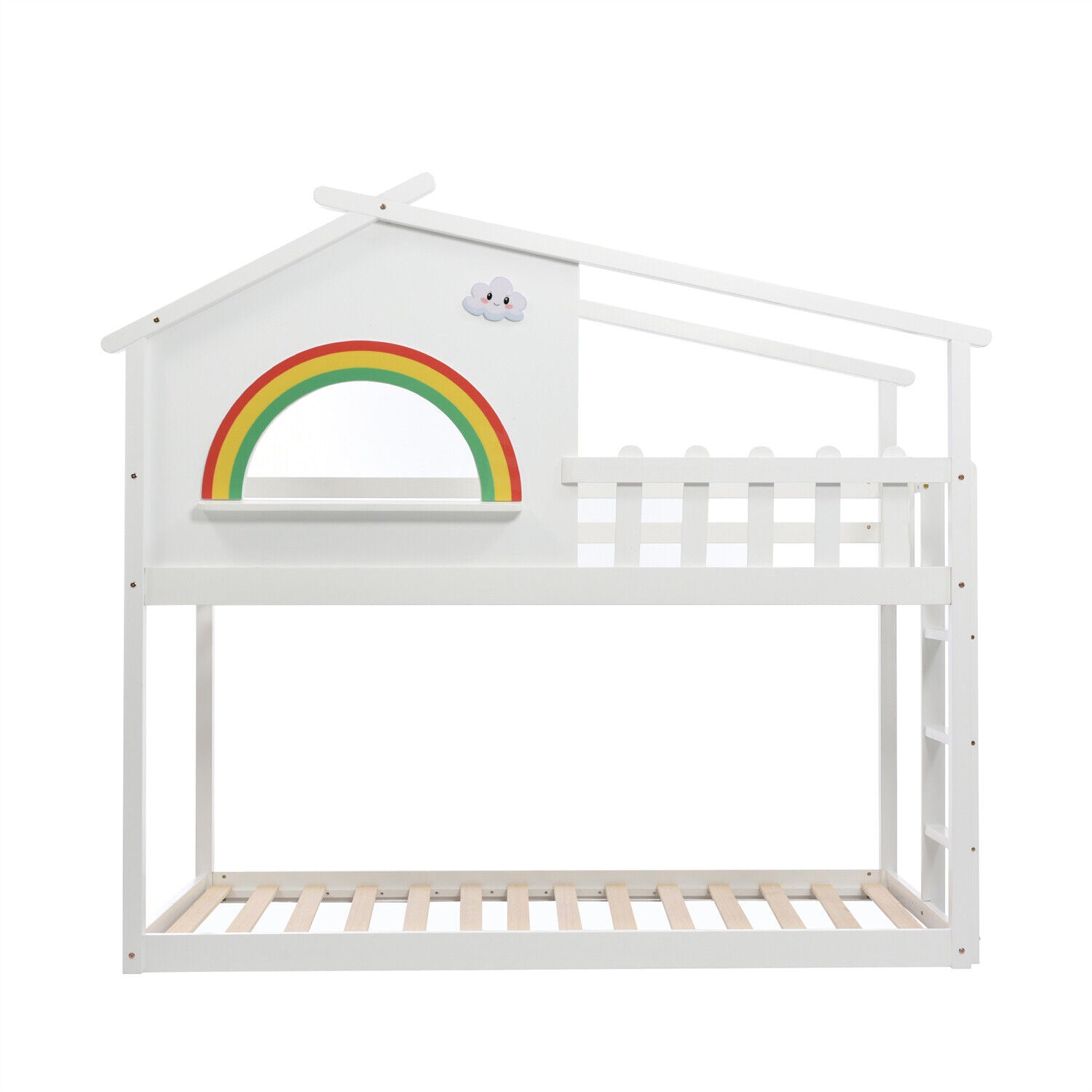 3ft Children's Bunk Beds Solid Pine Wood Kids Treehouse Single Bed Frame HT