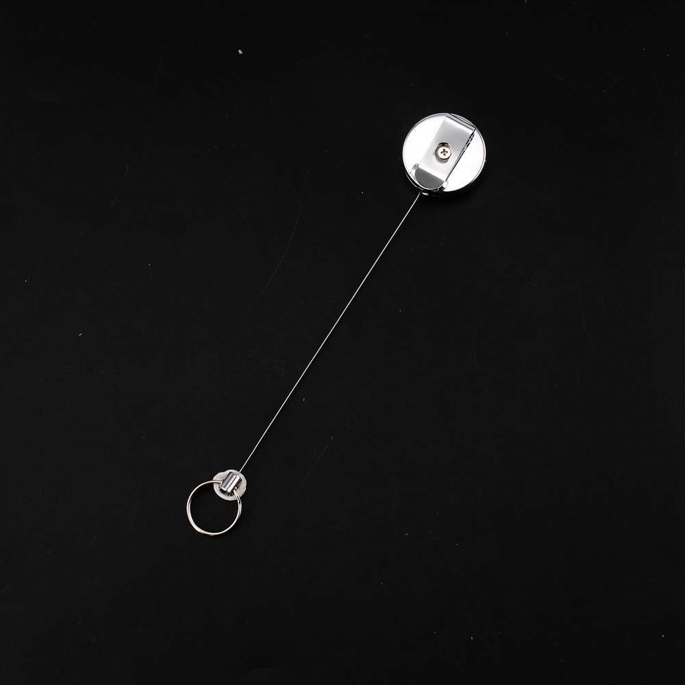 2X Recoil Extendable Metal Wire 65cm Key Chain Ring Clip Pull Keyring Retracting