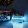 2x White High Gloss Chest of 2 Drawers Bedside Table Cabinets Nightstand RGB LED