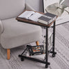 Adjustable Sofa Side End Coffee Table With Wheels C-Shaped Laptop Notebook Desk
