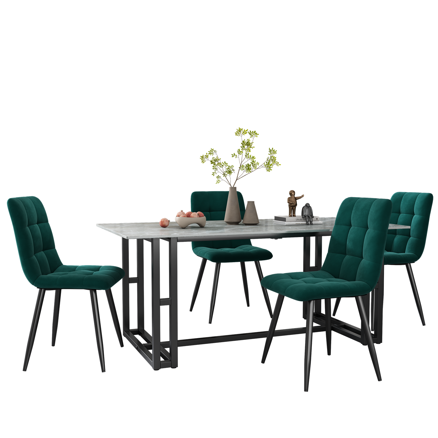 Dining Chairs Set of 4 Velvet/Linen Upholstered Chair Lounge Counter Chairs HT