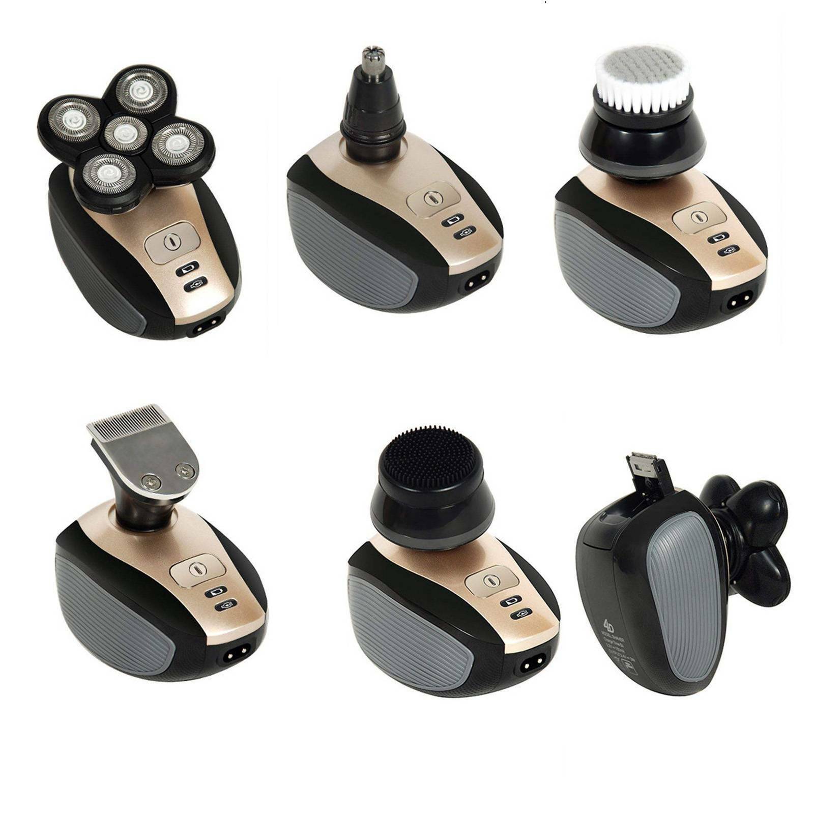 Men Electric Shaver Rechargeable Bald Head Razor 5 In 1 4D Rotary Beard Trimmer