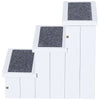 3 Step Wooden Pet Stairs Steps Carpet Non Slip for Cats and Small Dogs White