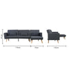 3/4 Seater L-Shape Fabric Corner Sofa Bed Lounger Recliner Chaise with Footstool