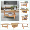 Household Furniture Oval Top Table Living Room Coffee Table Two-story Wooden Leg