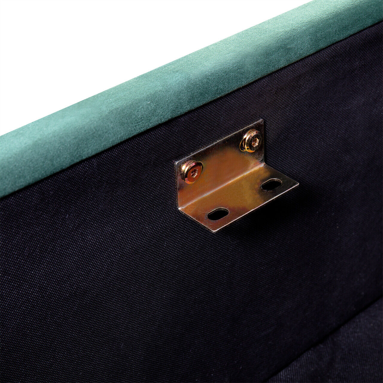 Velvet Upholstered Bed Frame 4ft6 Double Size Storage Bed With Headboard Green