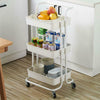 3 Tiers Rolling Cart Storage Trolley on Wheels Compact Kitchen Trolley