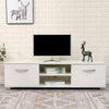 TV Cabinet with 2 High Gloss Doors&2 Shelves Matt Body, White/Black