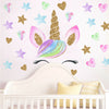 HIGH QUALITY UNICORN HEAD Wall Stickers Rainbow Decor Cute Pink Nursery Kid Room
