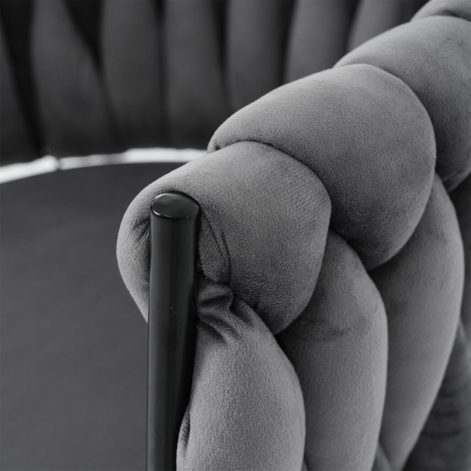 Velvet Dining Chair with Metal Legs Kitchen Chair Swivel Armchair Modern Grey HT