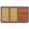 Wooden Rattan Sideboard Buffet Storage Cabinet Cupboard w/ 2 Doors 3 Drawers HT