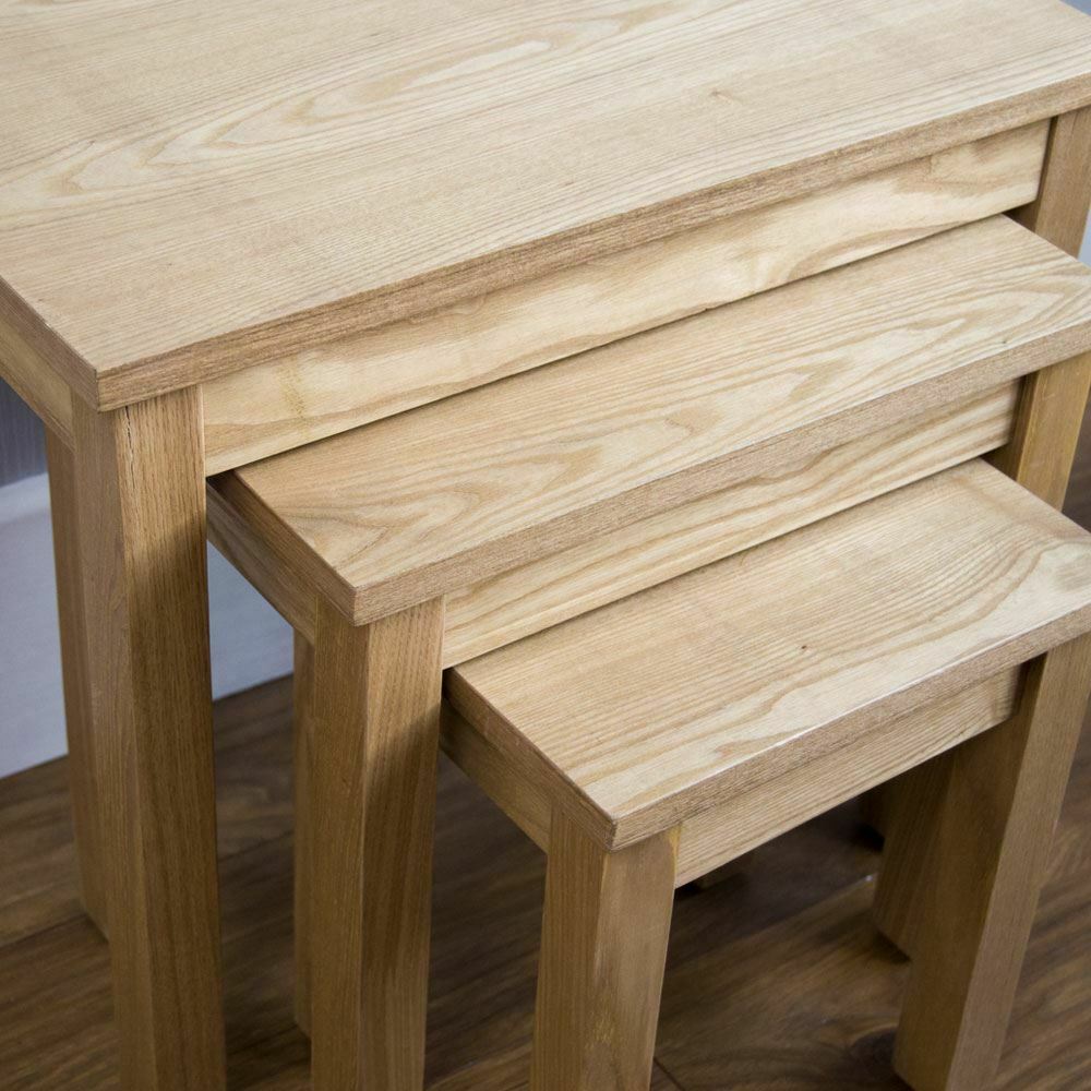 Oakridge Nest of 3 Tables Wood Set Coffee Side Lamp Living Room Units