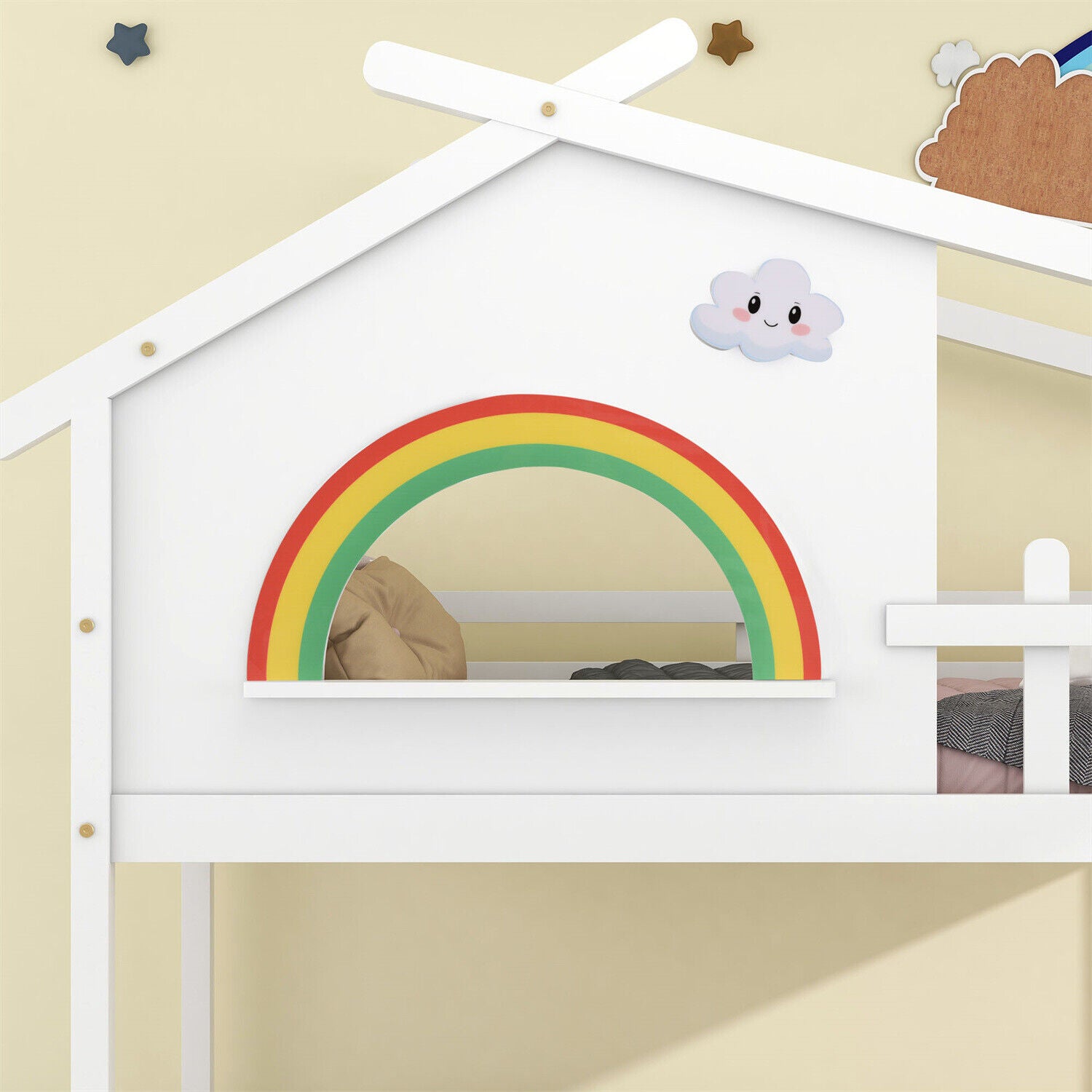 3ft Children's Bunk Beds Solid Pine Wood Kids Treehouse Single Bed Frame HT