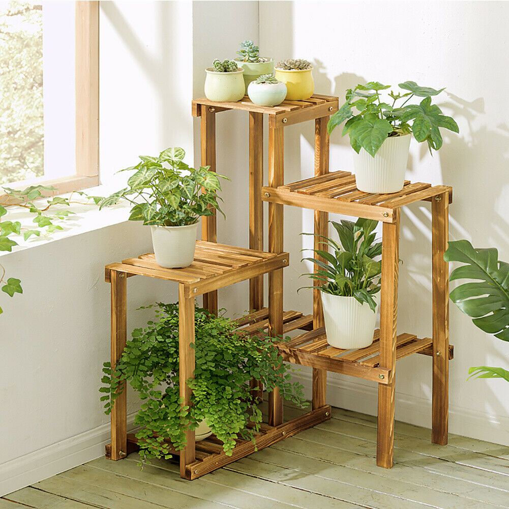 wooden indoor plant stands uk 5 Tier Wood Flower Rack Plant Stand Pot Holder Corner Display Shelf In – Quildinc