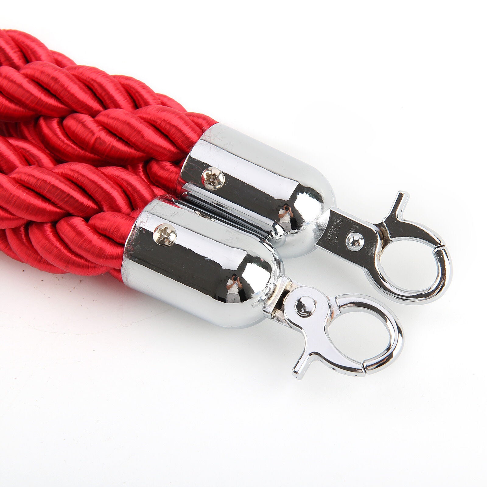 2pc Polished Steel Queue Rope Barrier Velvet Rope Stanchion Posts Stands 3 color