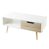 2 Tier Modern Coffee Table Rectangle Wood Living Room Storage Shelf 1 Drawer