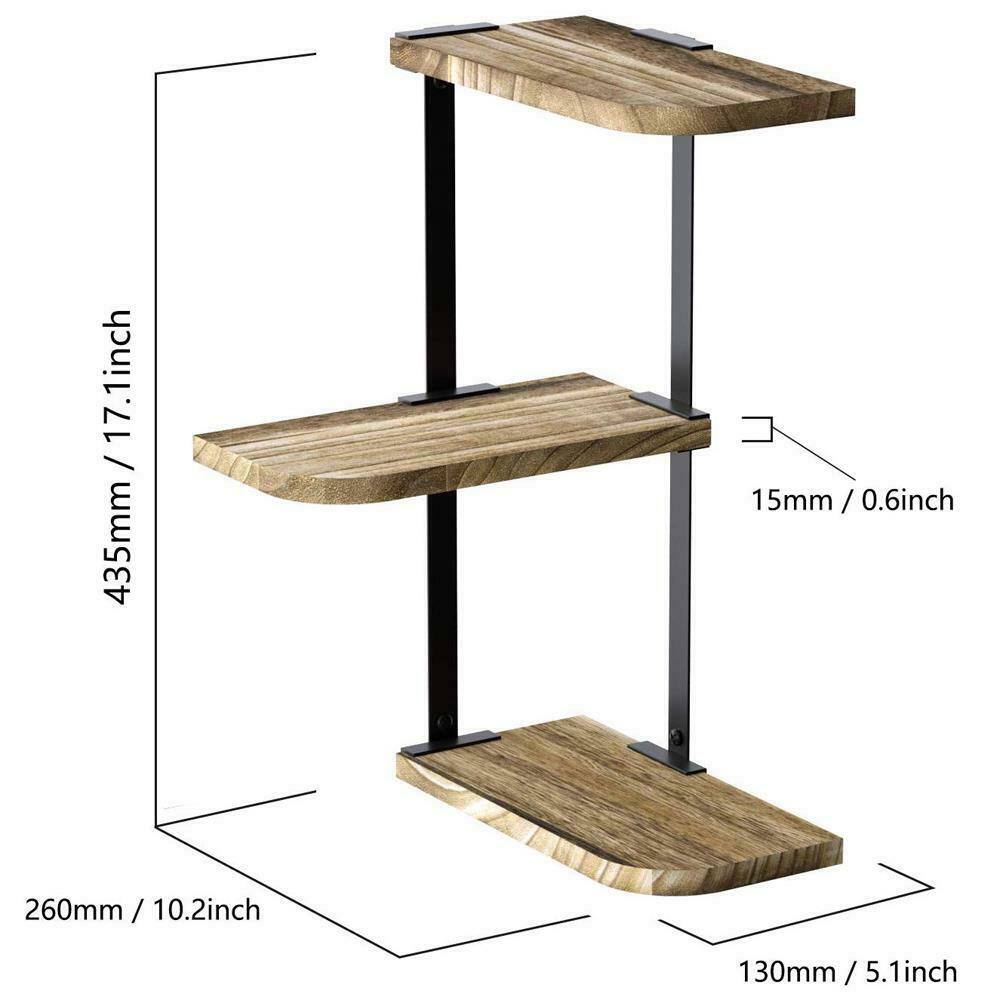 3-tier Corner Wall Shelf Storage Bookcase Display Shelves UK