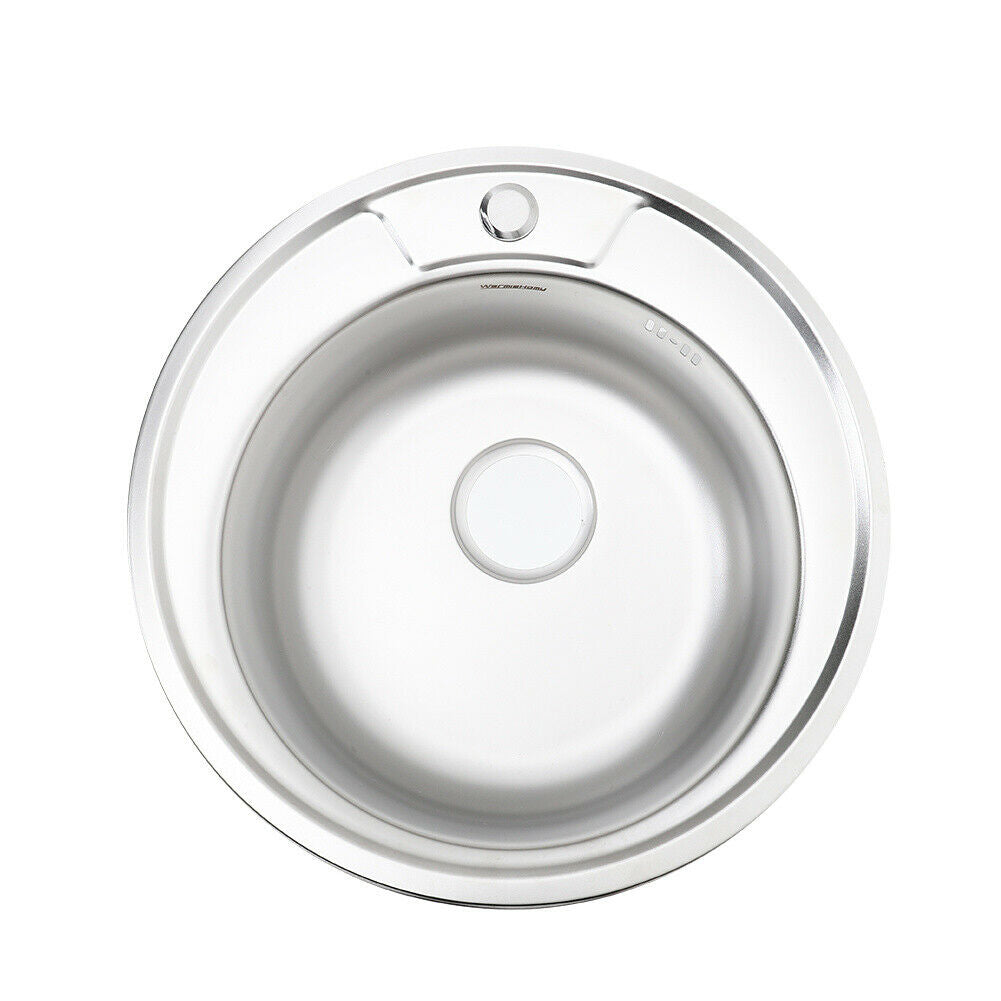 Modern Kitchen Sink Round Stainless Steel Single Bowl With Waste Plumbing Kit