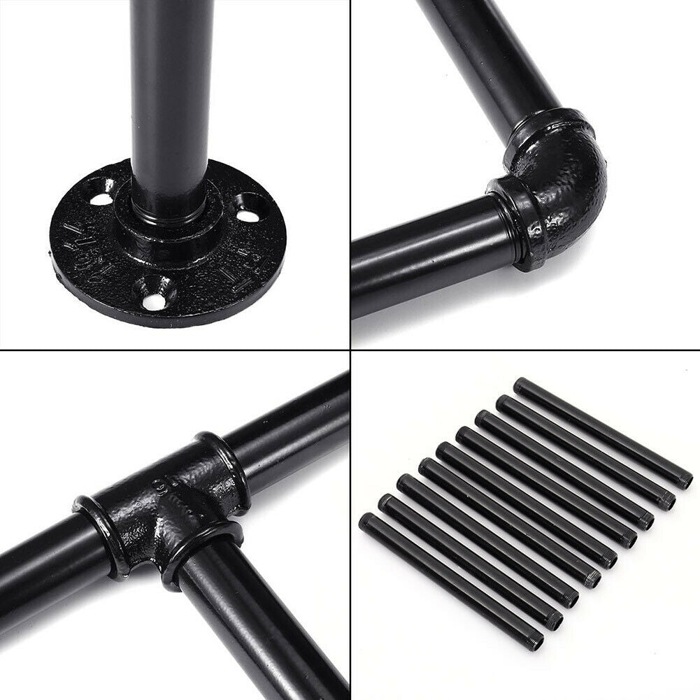 3-5.5 Tier Industrial Wall Rack Pipe Hanging Storage Display Shelving Bracket UK