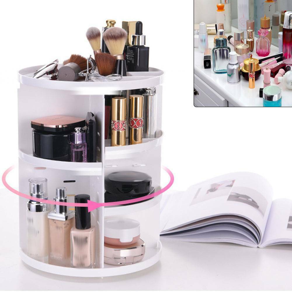 Acrylic Rotating Makeup Organiser Cosmetic Storage Box Perfume Display Stand UK