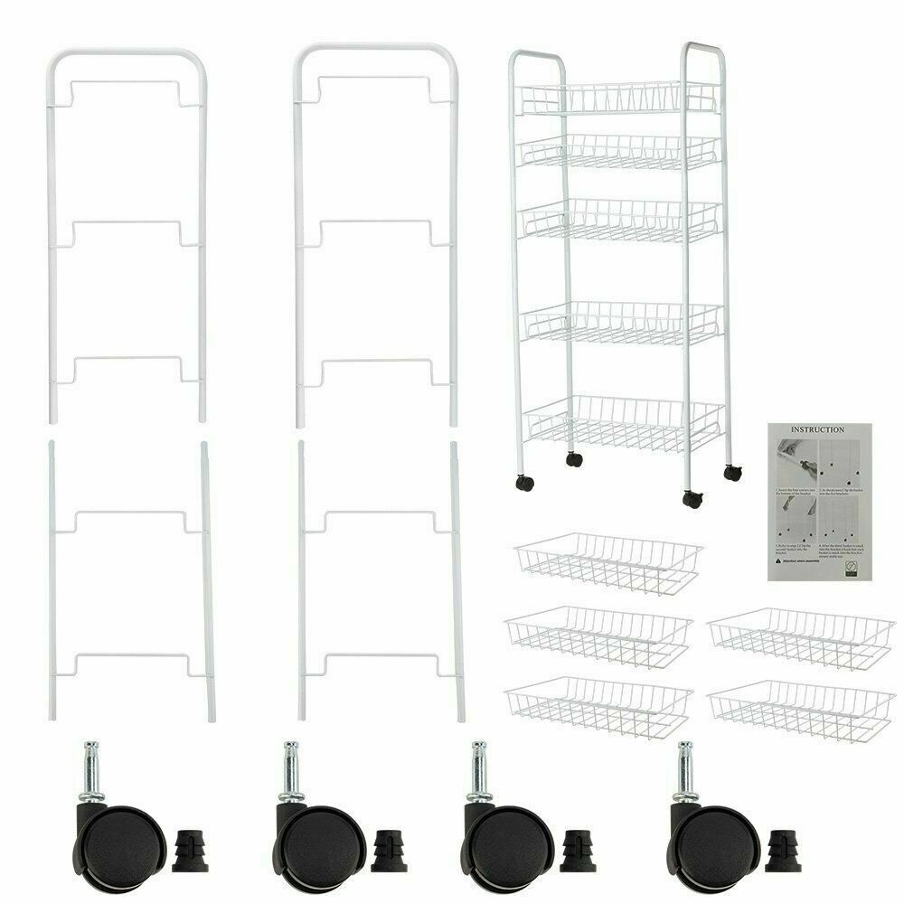 2/3/4/5 Tier Kitchen Storage Rack Wheel Trolley Vegetable Fruit Cart Drawer UK
