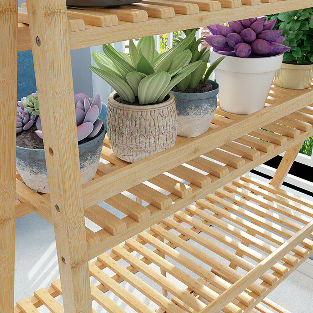 3 Tier Flower Plant Pot Shelf Stand Display Ladder Garden Rack Step Style Wooden