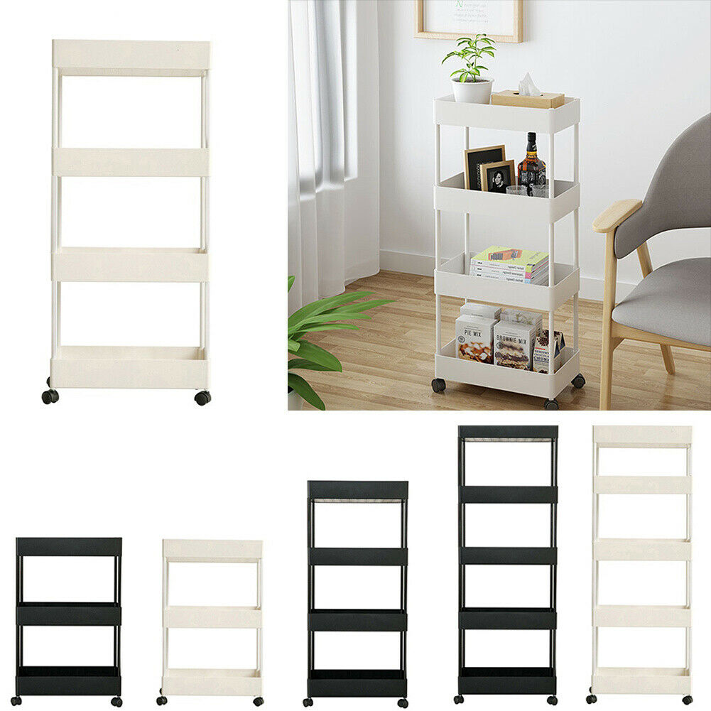 3/4/5 Tier Kitchen Slim Slide Out Trolley Cart Salon Storage Holder Wheeled Cart