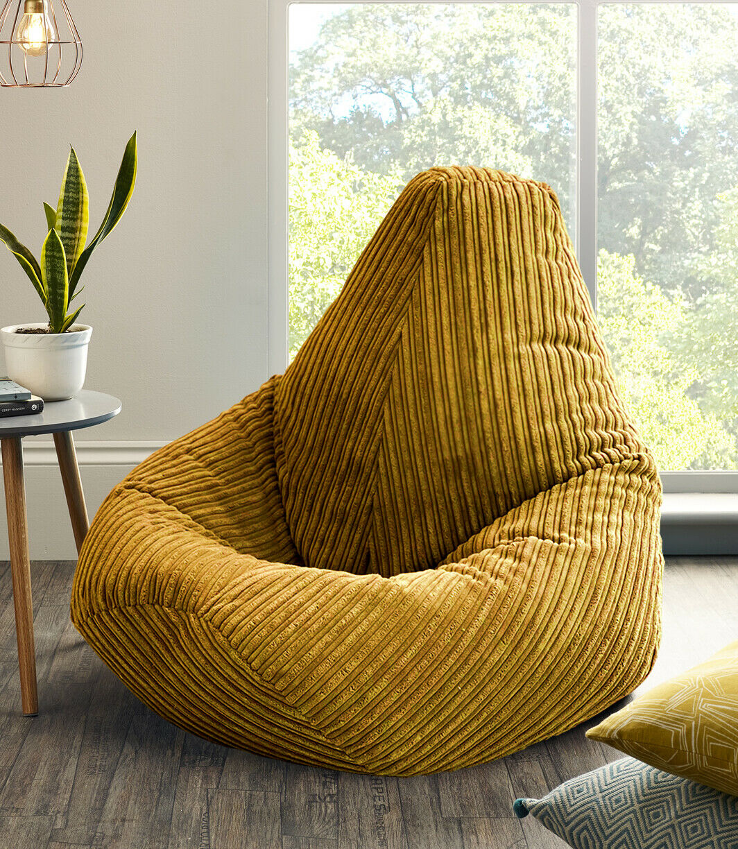 Jumbo Cord Beanbag Chair XL Large Bean Bag in Plush Jumbo Cord beanbags Highback