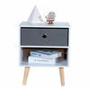 Bedside Table Cabinet Bedroom Storage Nightstand with 1 Fabric Drawer Wooden Leg