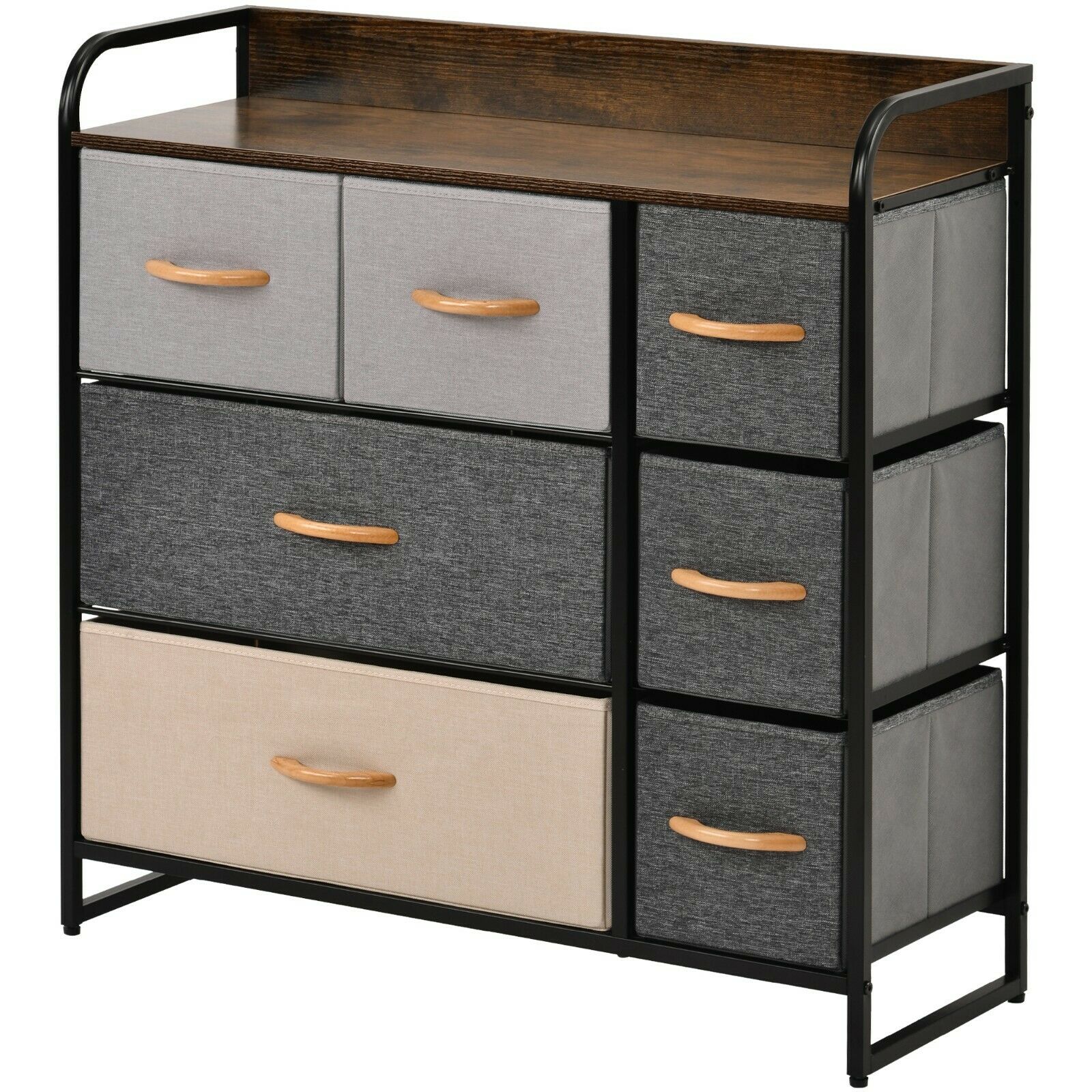 Bedside Cabinet Storage Unit Chest Of 7 Drawers Steel Frame Non-woven fabric