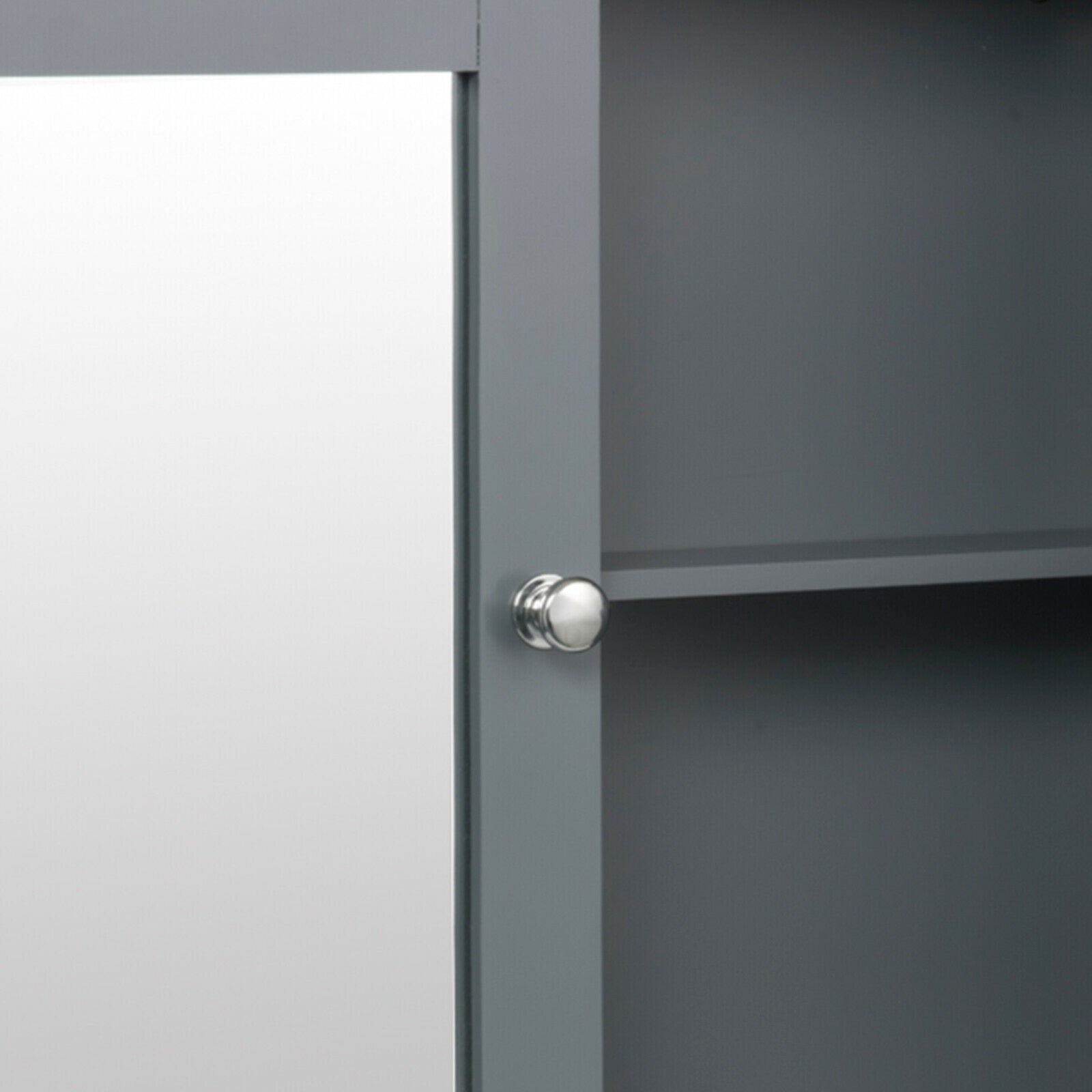 Bathroom Wall Cabinet Storage MDF Cupboard with Mirror Shelves Cupboard Grey