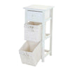White Shabby Chic Bedside Unit Tables Drawers Cabinet + Wicker Storage Wooden UK