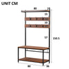 Industrial Coat Rack Stand Bench Clothes Hanging Shoes Storage Free Standing