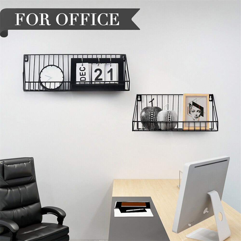 2X Wall Mounted Floating Shelves Metal Bathroom Shelf Kitchen Storage Rac