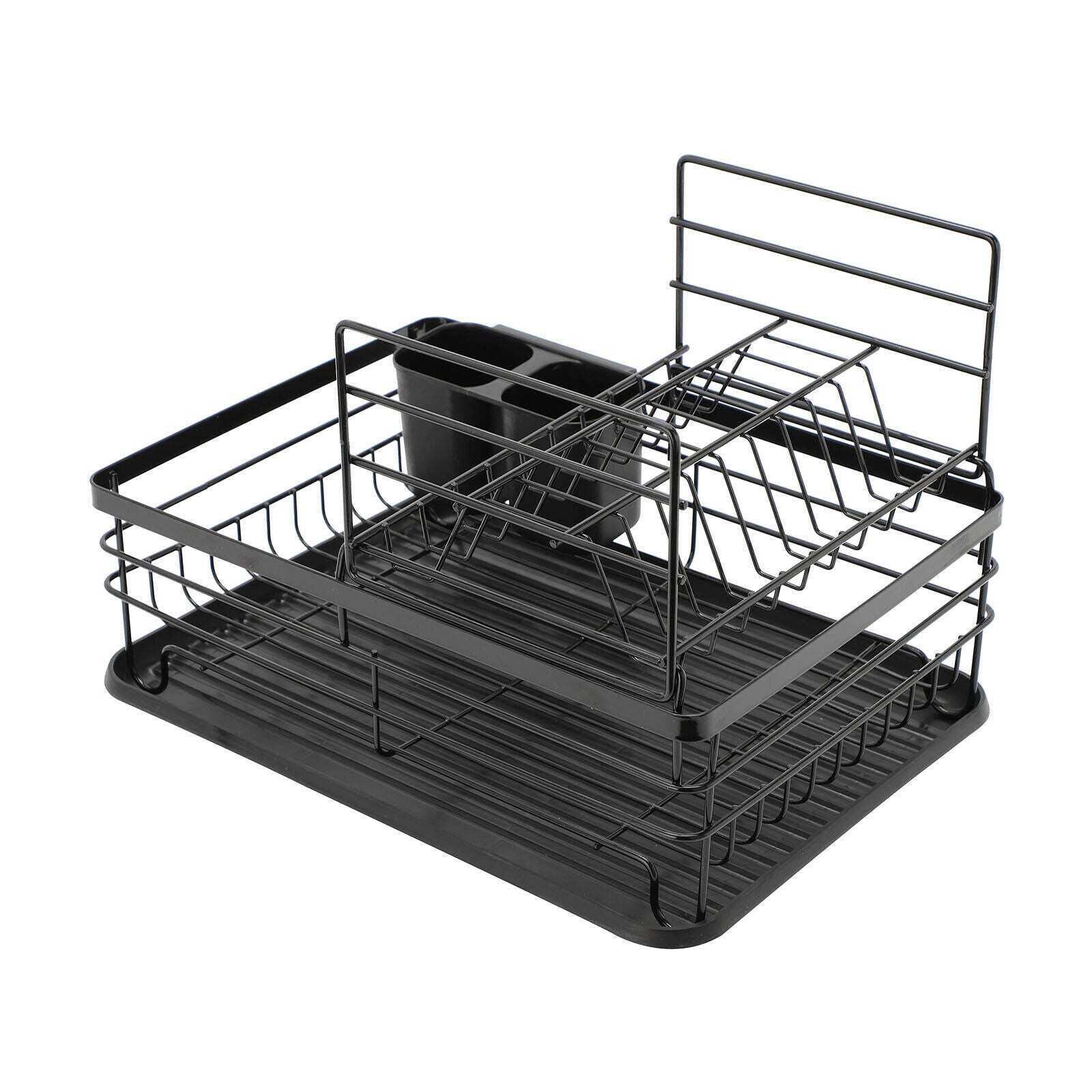2 Tier Dish Drainer Kitchen Wire Cutlery Draining Holder Drip Plate Rack Tray